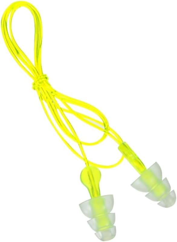 Peltor Sport Tri-Flange Earplugs - Reusable Noise Reduction (NRR 26 dB) | 3 Pairs, Comfortable Fit, Neon Yellow