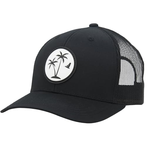 LINDO Black Palm Tree 2.0 Trucker Hat for Men & Women, Adjustable Mesh Cap