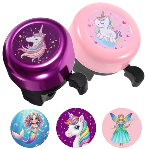 Kids Bike Bell Set - Unicorn Design, Purple & Pink - 2 Pack