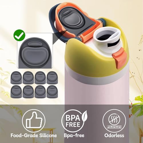 8-Pack Replacement Rubber Seal Stoppers for Owala FreeSip Bottles - Grey