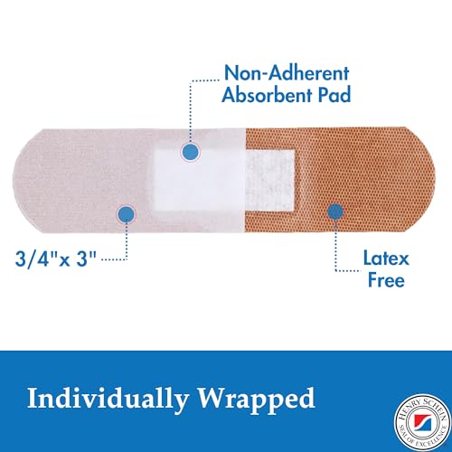 Sterile Fabric Adhesive Bandages - 3/4" x 3", 100 Count