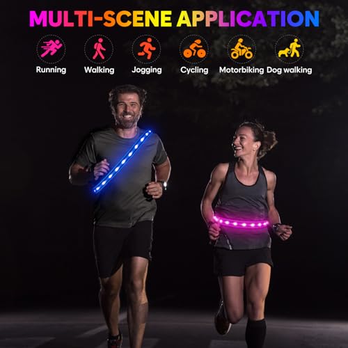 Illumifun Royal Blue LED Running Belt - USB Rechargeable High-Visibility Waist Light for Night Running & Cycling