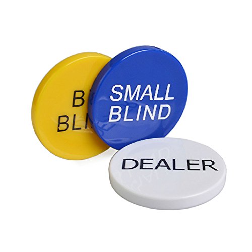 3-Piece Poker Dealer Button Set - Small Blind, Big Blind & Dealer