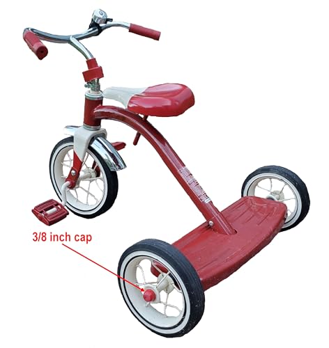 Replacement Hub Caps for Kids Ride-On Toys - 3/8 Inch Axle - Red
