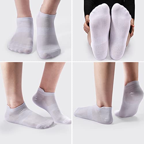 7-9/12 Pairs White Ankle Socks Women & Men No Show Low Cut with Tab