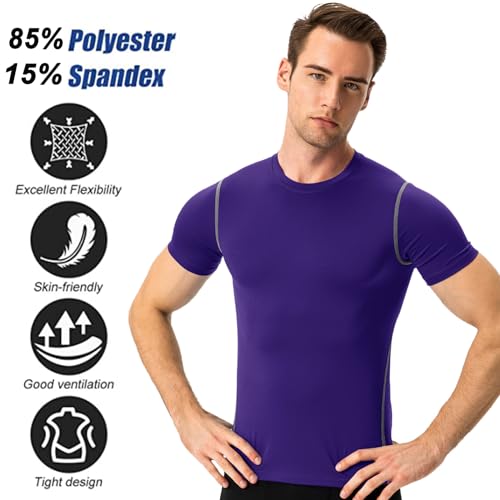 Short Sleeve Compression Shirt for Men - Purple, Small