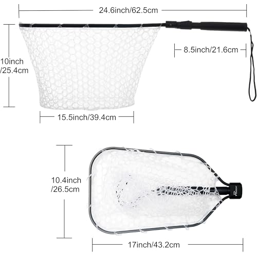 GOODCAT 24.5-Inch Extendable Fly Fishing Net with Rubber Mesh & Magnetic Release