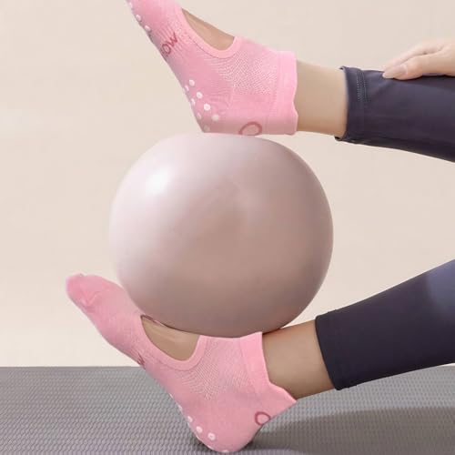 4 Pairs Non-Slip Pilates Socks with Grips - One Size Open Top