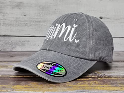 Mimi Gigi Embroidered Baseball Cap for Grandma - Washed Grey