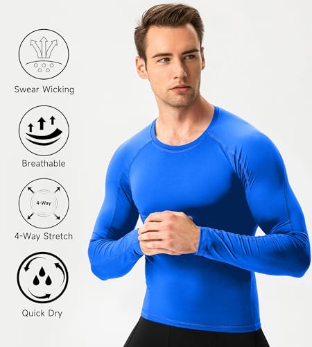 Men's Compression Long Sleeve Athletic Shirt - Workout Base Layer