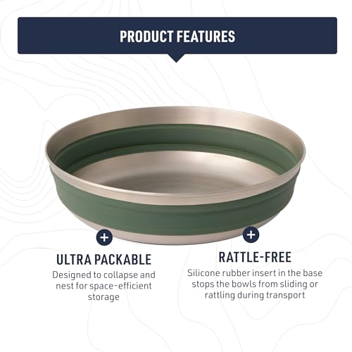 Sea to Summit Detour Collapsible Camping Bowl Medium Laurel Wreath Green - Lightweight Space-Saving Design