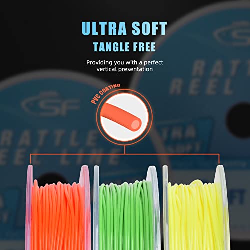Ice Fishing Rattle Reel Line - Fluorescent Orange 65FT-3IPS