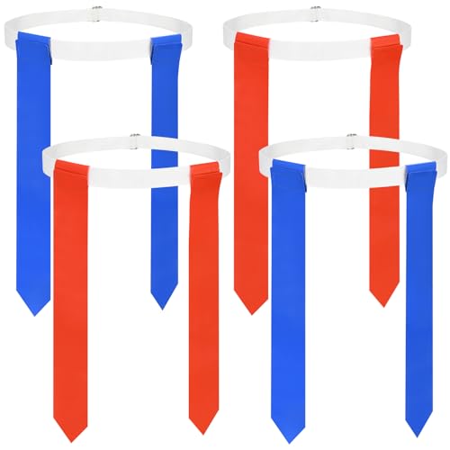 Flag Football Belts Set - Easy Tear Away, 4 Pcs (2 Blue + 2 Red)