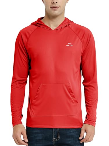 Willit Men's UPF 50+ Sun Protection Hoodie Shirt Long Sleeve Rash Guard for Outdoor Fishing & Sports