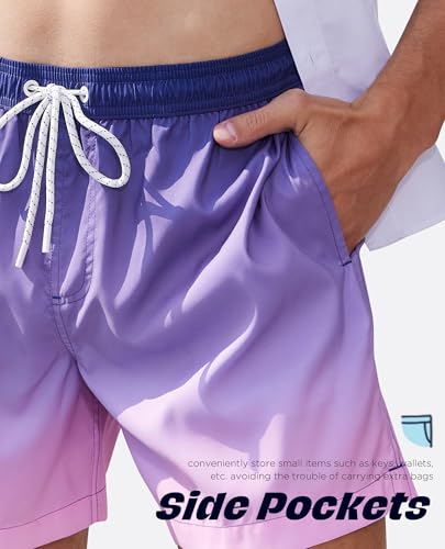 CoozySphere Men's 5 Inch Quick Dry Swim Trunks Purple Gradient Medium