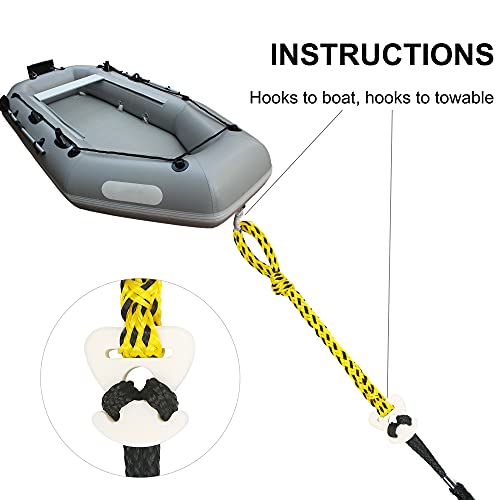 DockMoor Towable Tube Rope Connector 1in Hole, 6000lb, Yellow & Red 2-Pack