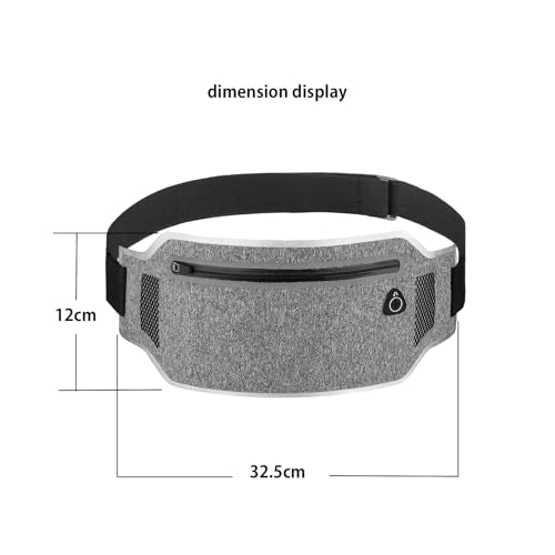 Slim Running Waist Belt - Water-Resistant Fanny Pack for 7" Phones - White Grey