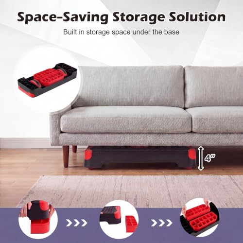 Adjustable Aerobic Step Platform with Risers & Resistance Bands - Red