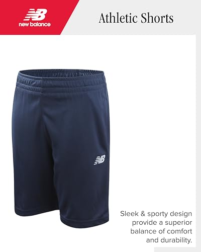 New Balance Boys' 2 Pack Moisture-Wicking Mesh Basketball Shorts, Sizes 8-20, Grey/Deep Blue, 14-16
