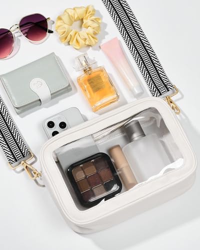 Clear Stadium Bag with Black and White Strap - Crossbody Purse