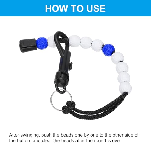Golf Stroke Counter Beads with Clips - White & Blue - 2 Pack