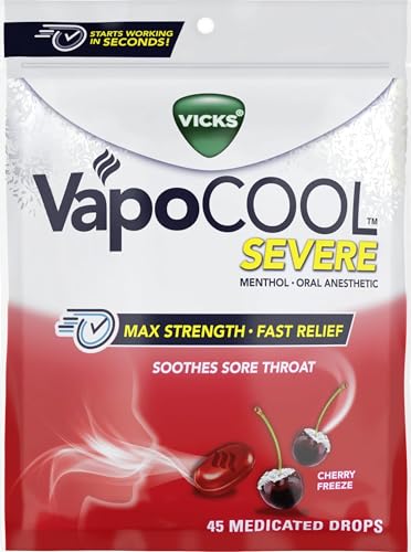 Vicks VapoCool Severe Medicated Sore Throat Drops - Cherry, 45 Count