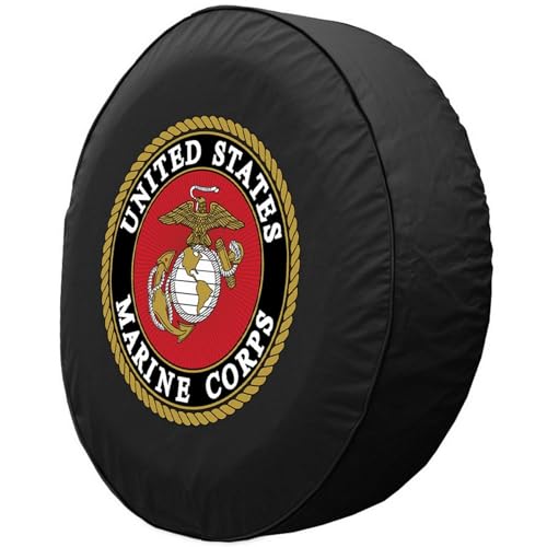 Marine Corps Tire Cover - Large 31.25x11 - Black Vinyl