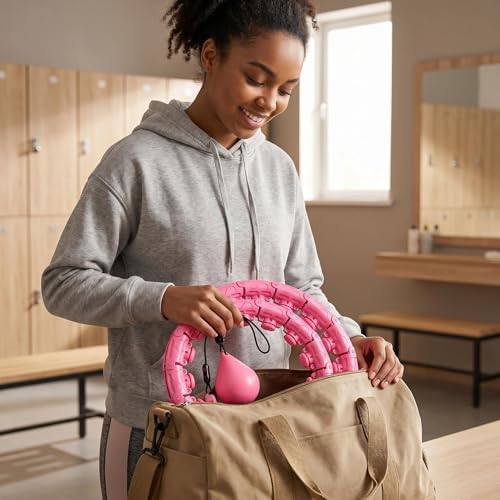 Pink Weighted Hula Hoop for Adult Fitness & Weight Loss - Adjustable & Portable