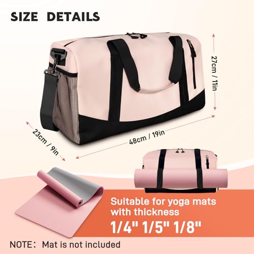 Yoga Mat Bag with Water Bottle Pocket - Pink Tote for Travel