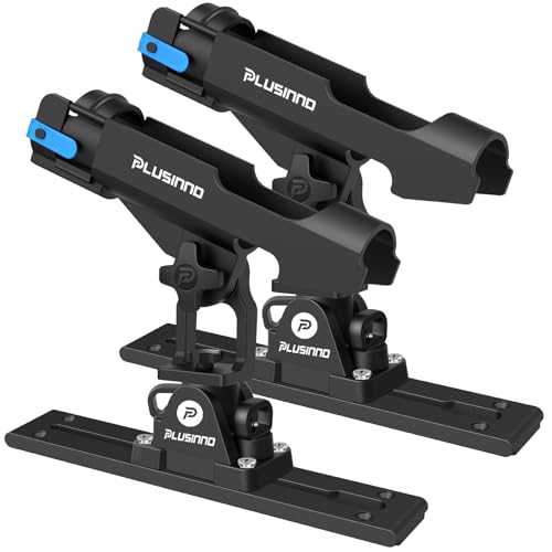 PLUSINNO 2-in-1 Kayak & Boat Fishing Rod Holder with Track - 2 Pack