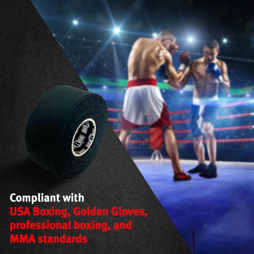 Athletic Trainers Tape - 1-Inch x 30-Foot Cotton Sports Wrap for Boxing - Black