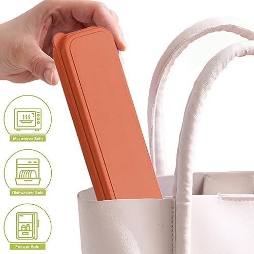 Eco-Friendly Reusable Travel Utensils Set - Yellow & Orange