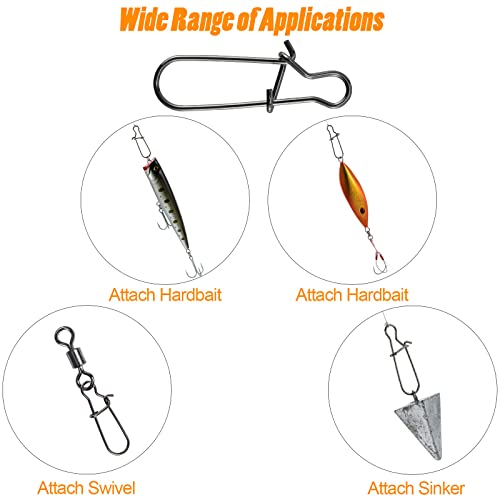 Stainless Steel Duo Lock Fishing Snaps - 100 Pack - #1 40LB