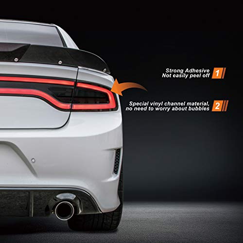NDRUSH Smoked Vinyl Tint Film for Dodge Charger Taillight & Side Markers, Precut Overlay