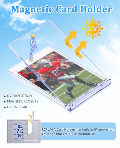 120 Pack Slim Magnetic Card Holders - 35pt One Touch Acrylic Display Cases