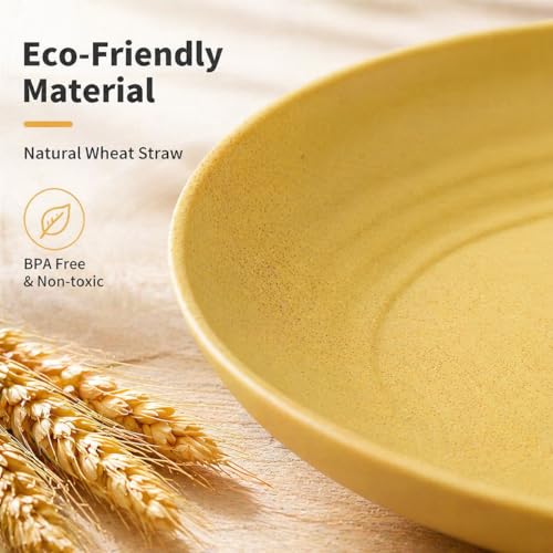 12 Pack Wheat Straw Dinner Plates 9 Inch BPA-Free Unbreakable Eco-Friendly Kitchenware