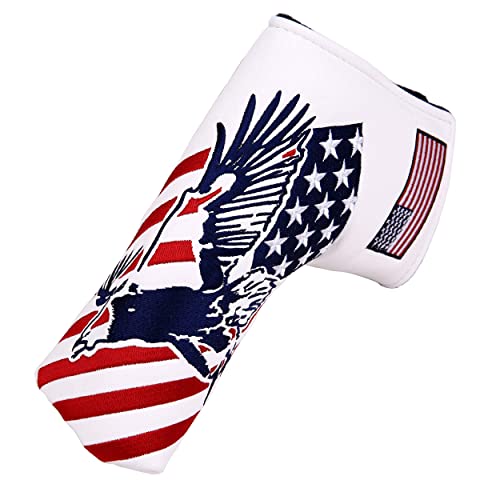 USA Eagle Embroidery Blade Putter Head Cover - Magnetic Closures, Fits Any Blade Putter