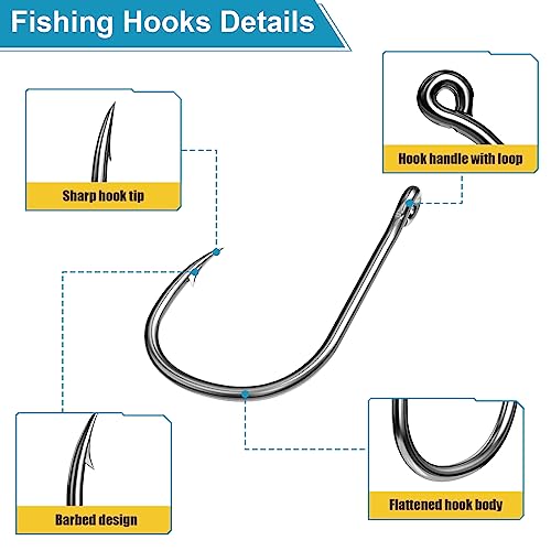 Carbon Steel Fishing Hooks Set - 100 Pieces with Storage Box