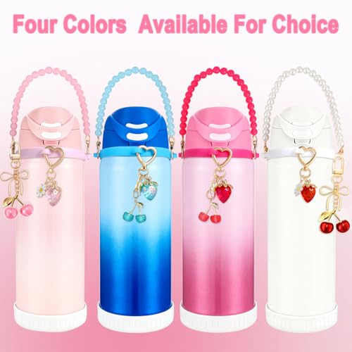 Cute Pink Water Bottle Accessories Set with Handle & Charms - Bb-pink