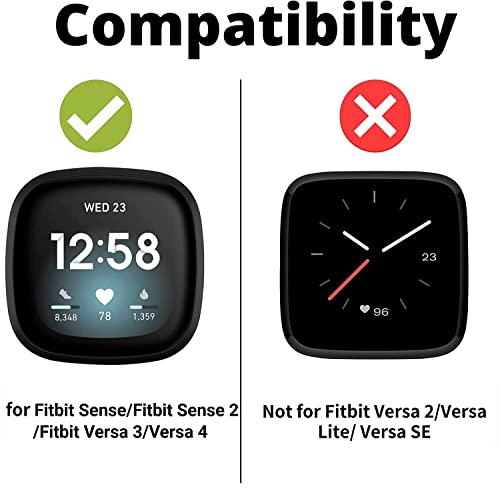 Minyee Black Leather Versa 4/Versa 3/Sense 2/Sense Watch Band – Slim, Anti-Slip Strap