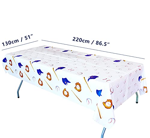 Baseball Themed Tablecloth - 4 Pack Disposable Plastic Covers