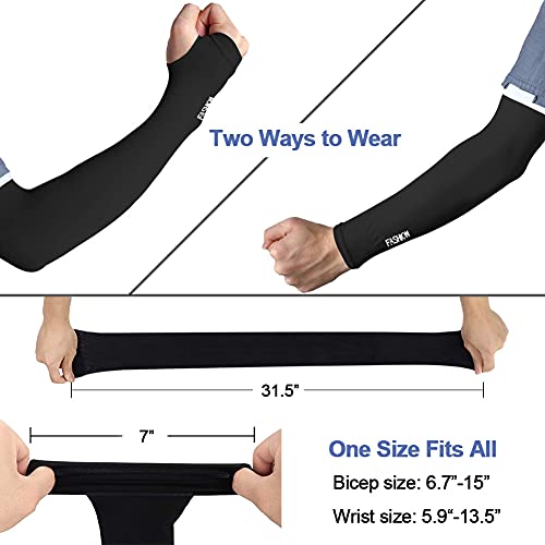 Arm Sleeves for Men & Women - 3 Pairs Black, UPF 50+ Sun Protection