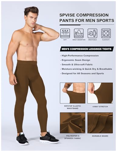Men's Compression Leggings - Moisture-Wicking Gym Tights with Phone Pocket