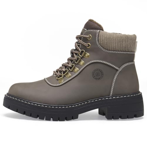 ANJOUFEMME Women's Winter Snow Hiking Boots 6.5 / 115 Zip Brown Lightweight Warm Shoes
