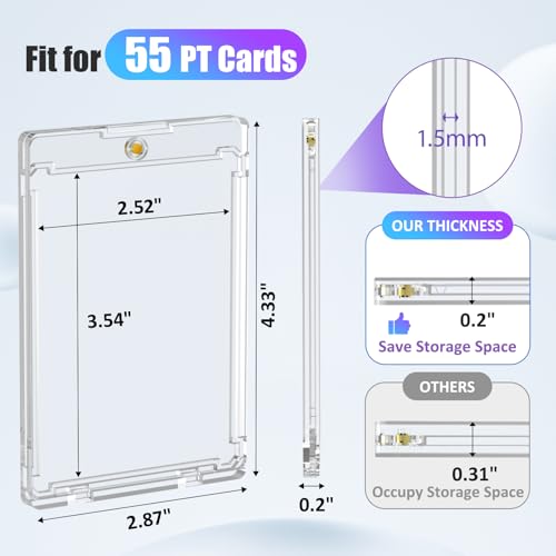 55pt Magnetic Card Holders - 15 Pack, Slim Profile, UV Protection