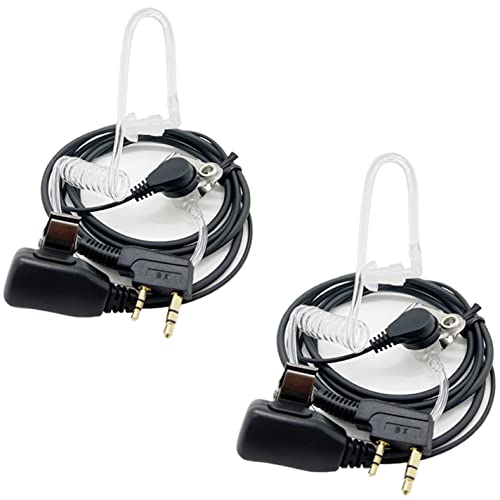 Riqiki 2-Pack Walkie Talkie Earpieces with Mic Covert Acoustic Tube Headset for Baofeng UV-5R BF-888S BF-F8HP, Retevis H-777, Kenwood, Puxing (2Packs White)