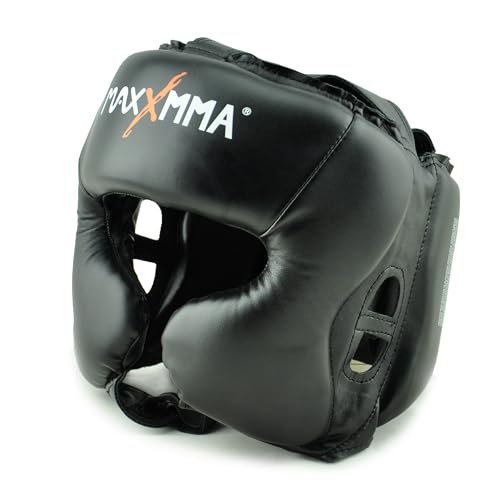 MaxxMMA Black L/XL Boxing MMA Headgear for Training & Sparring