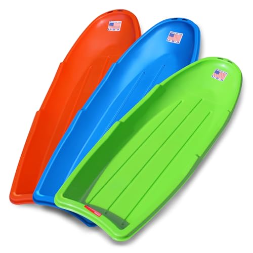 48-Inch Snow Sleds for Kids & Adults - 3-Pack Toboggan Set
