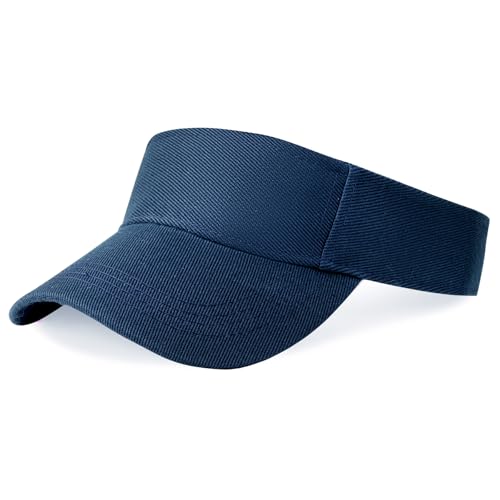 Adjustable Sport Visors Sun Hat - One Size Navy Blue