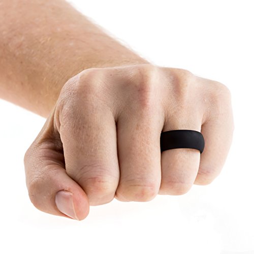 Men's Silicone Wedding Band - Jet Black, Comfort Fit